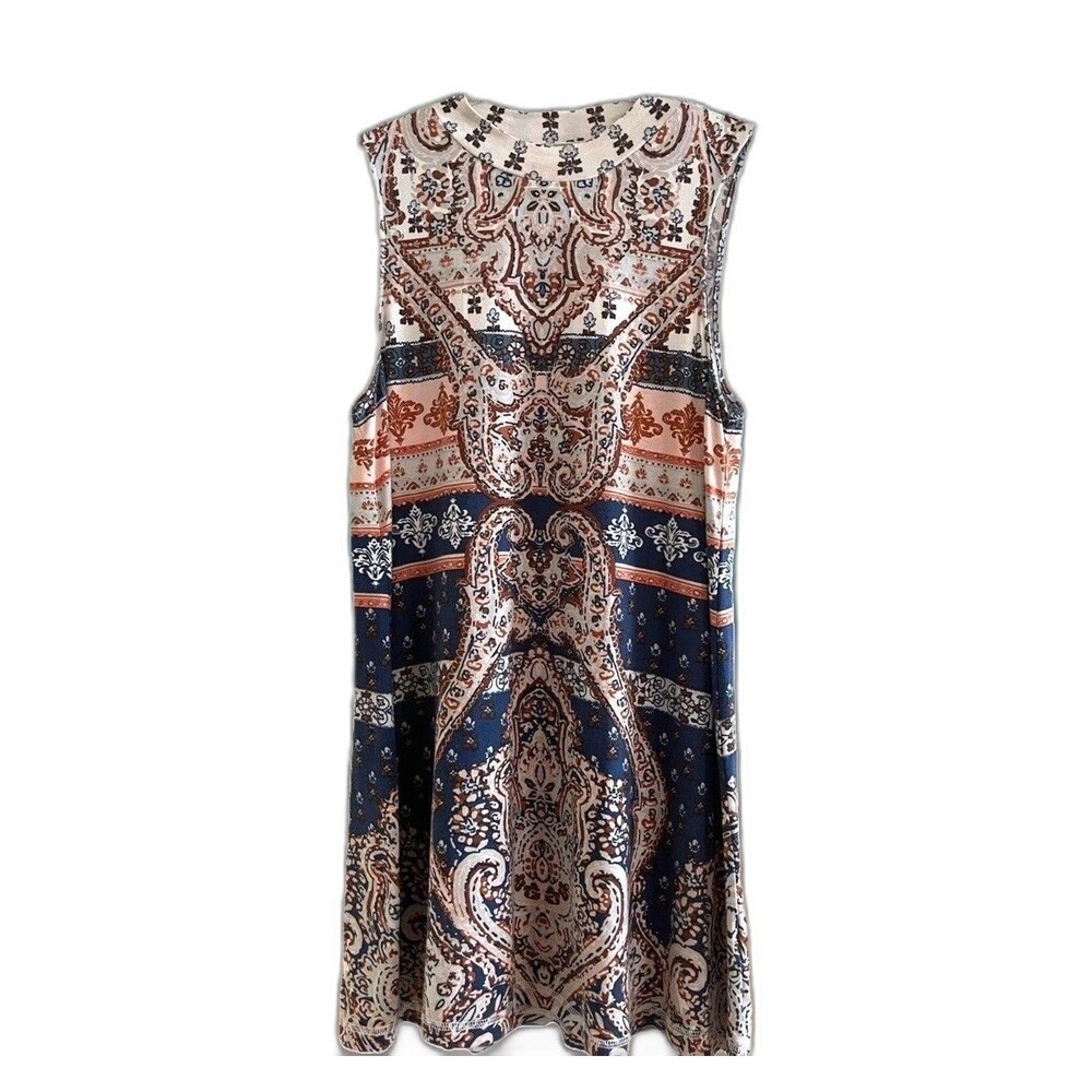 O'Neill Lennon M Boho Shift Dress Sleeveless Multi Color Party Beach Travel